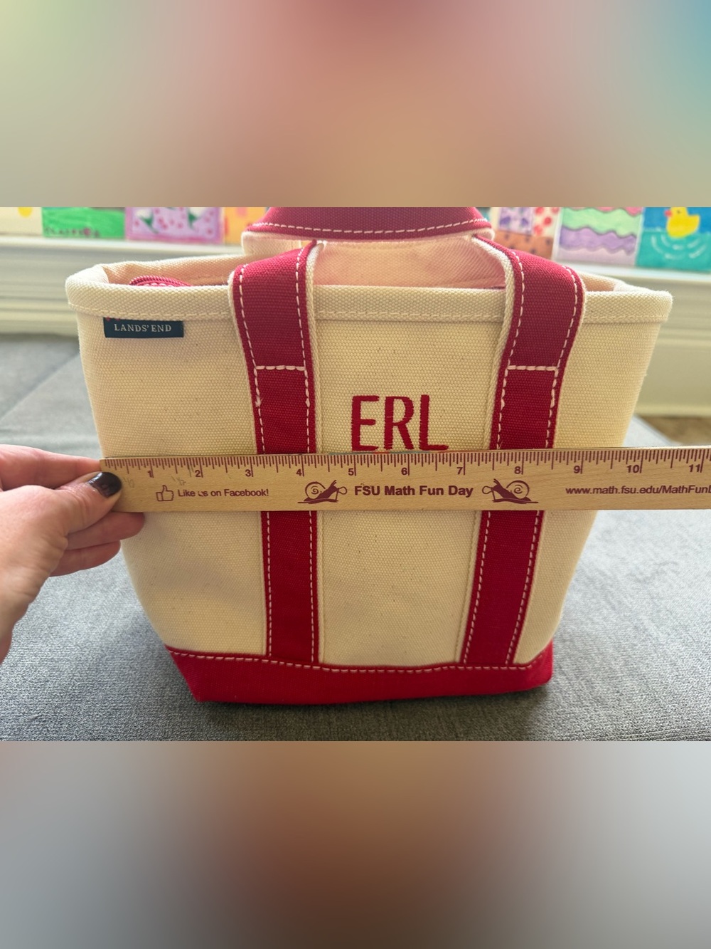 Land’s End canvas small zipper tote monogrammed